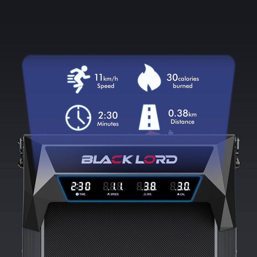 BLACK LORD Treadmill Electric Walking Pad Under Desk Home Fitness Incline Black