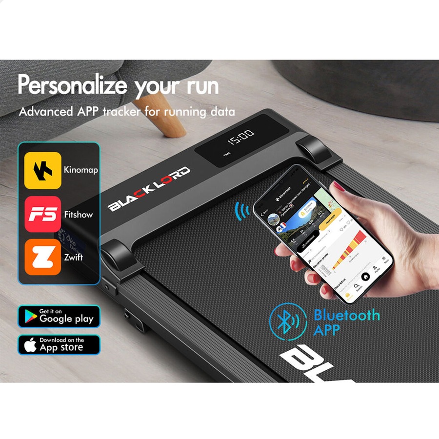 BLACK LORD Treadmill Electric Walking Pad Under Desk Home Gym Incline Black