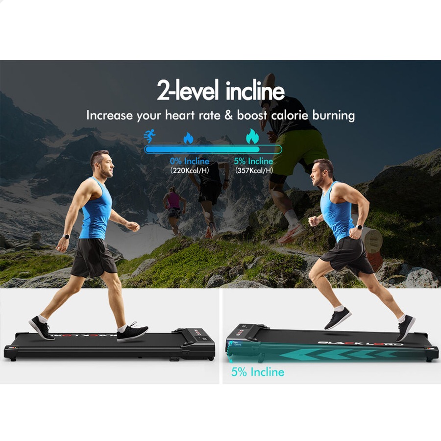BLACK LORD Treadmill Electric Walking Pad Under Desk Home Gym Incline Black