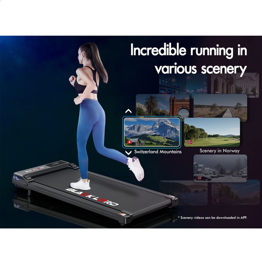 BLACK LORD Treadmill Electric Walking Pad Under Desk Home Gym Incline Black