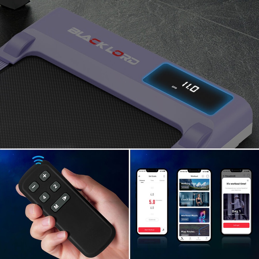 BLACK LORD Treadmill Walking Pad Incline Purple