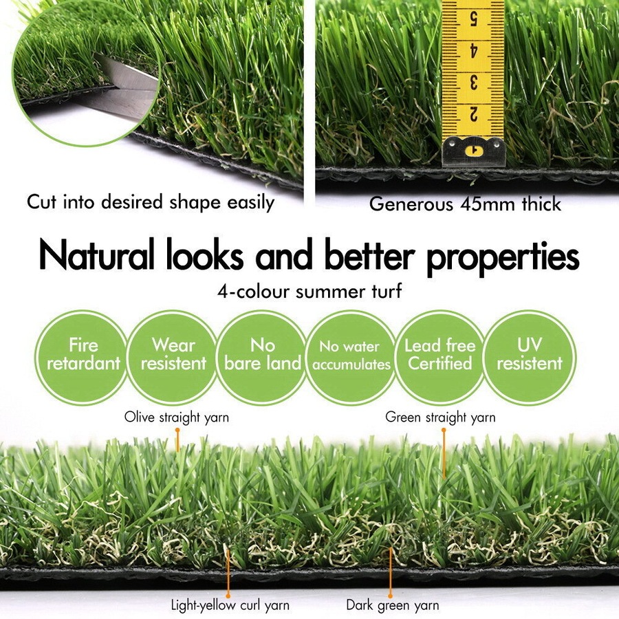 2mx5m OTANIC Artificial Grass 45mm 10sqm Synthetic Turf Gloss Fake Lawn