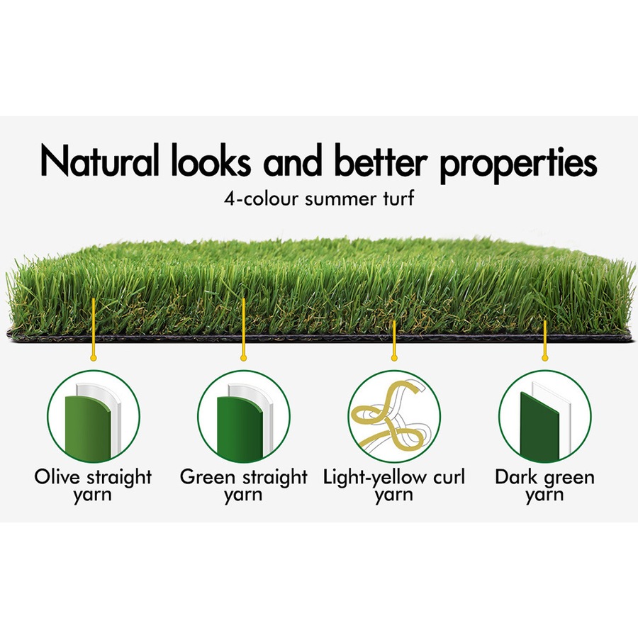 2mx5m OTANIC Artificial Grass 35mm 10sqm Synthetic Turf Gloss Fake Lawn