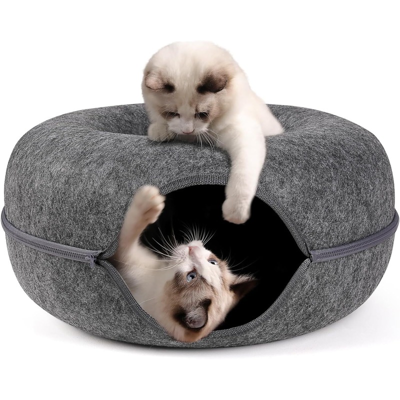 Buy Cat Tunnel Bed Felt Pet Puppy Nest Cave House Round Donut ...