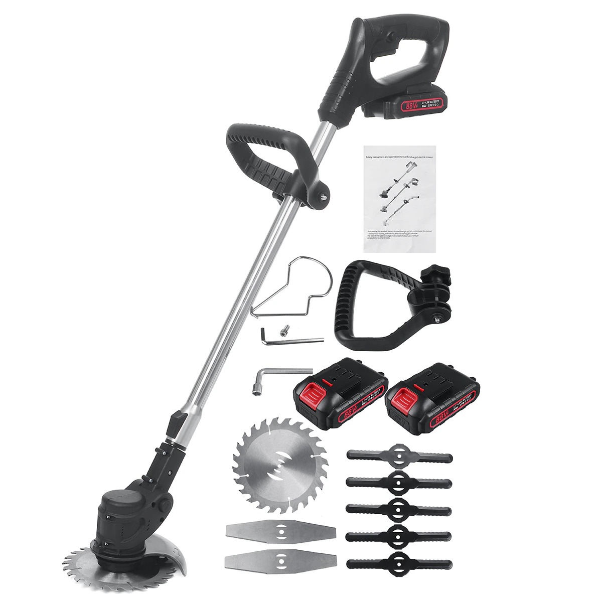 Cordless Grass Lawn Trimmer Edge Brush Cutter Whipper Snipper 2 Battery 24V Unbranded