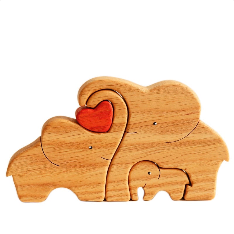 Buy Wooden Elephant Family Stackable Figurine Composite Ornament - MyDeal