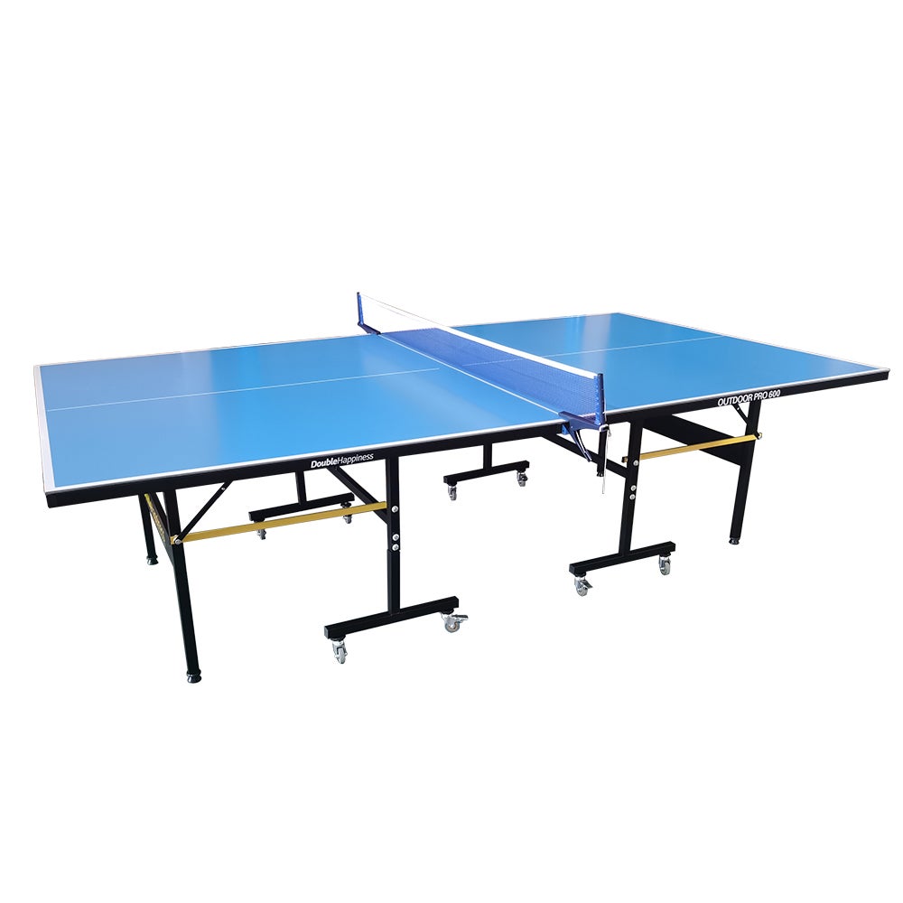 DOUBLE HAPPINESS Outdoor Pro 600 Table Tennis Table Free Accessories Ping Pong Table - Blue