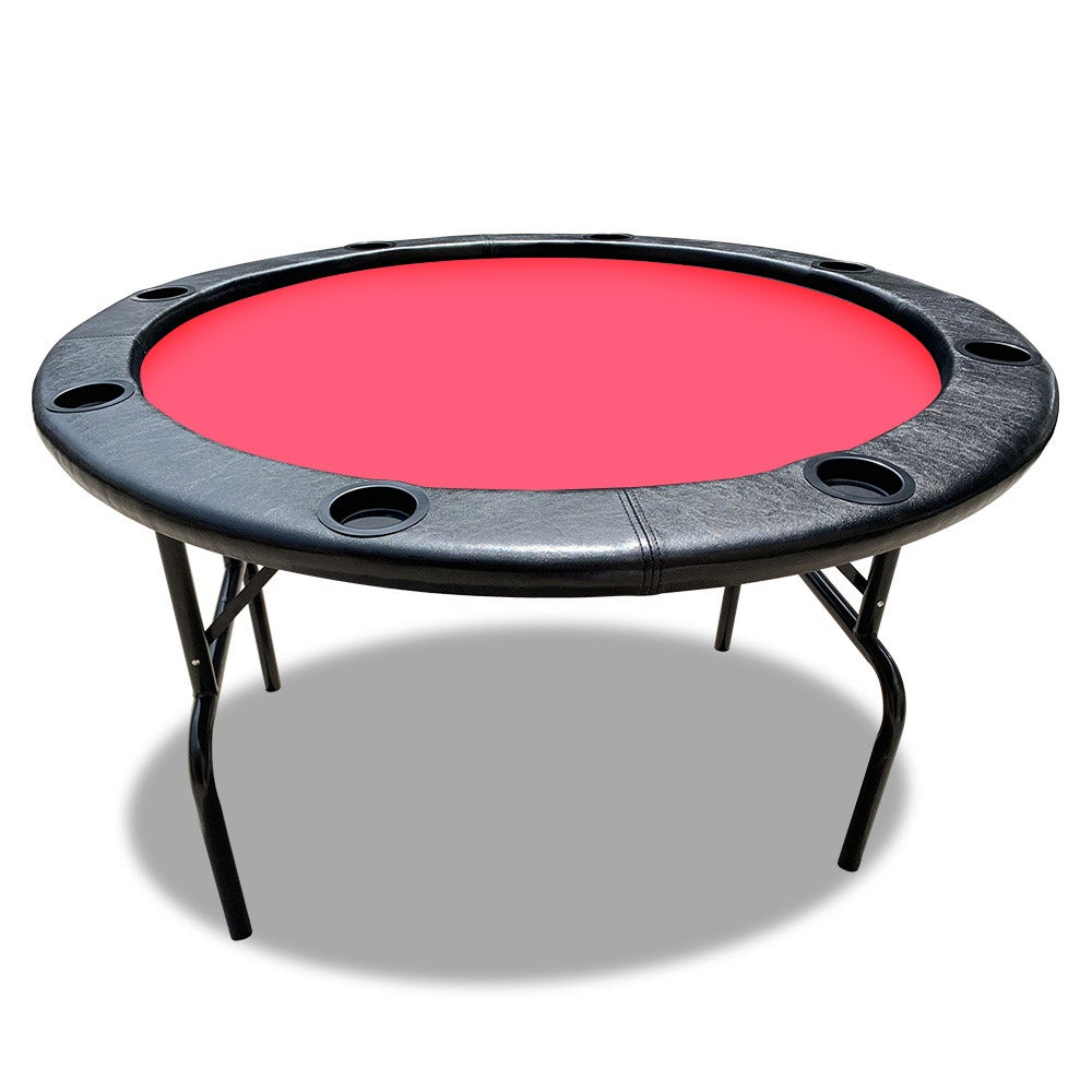 PK002 4" MDF Round Foldable Poker Table 8 Players Folding Red Gaming Game Room