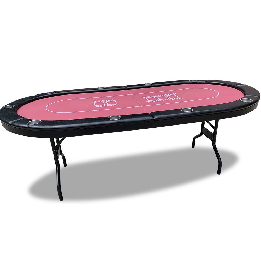 T&R SPORTS PK017 Poker Tables 7' MDF Game Tables 10 Players Folding Red Home Gaming Game Room