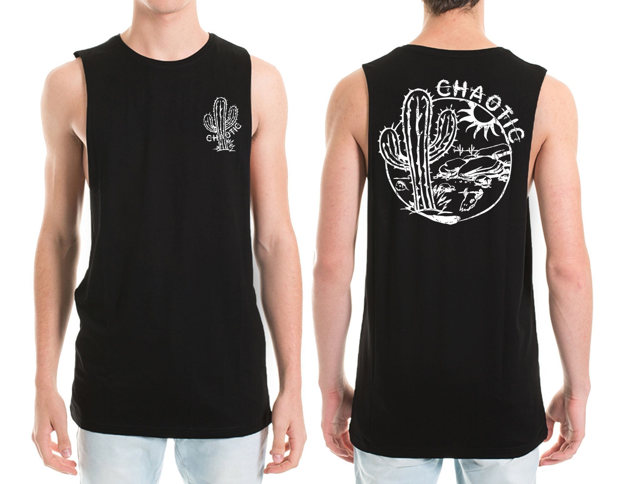 Cactus Mens Muscle Tee - Chaotic Clothing Streetwear Tshirts