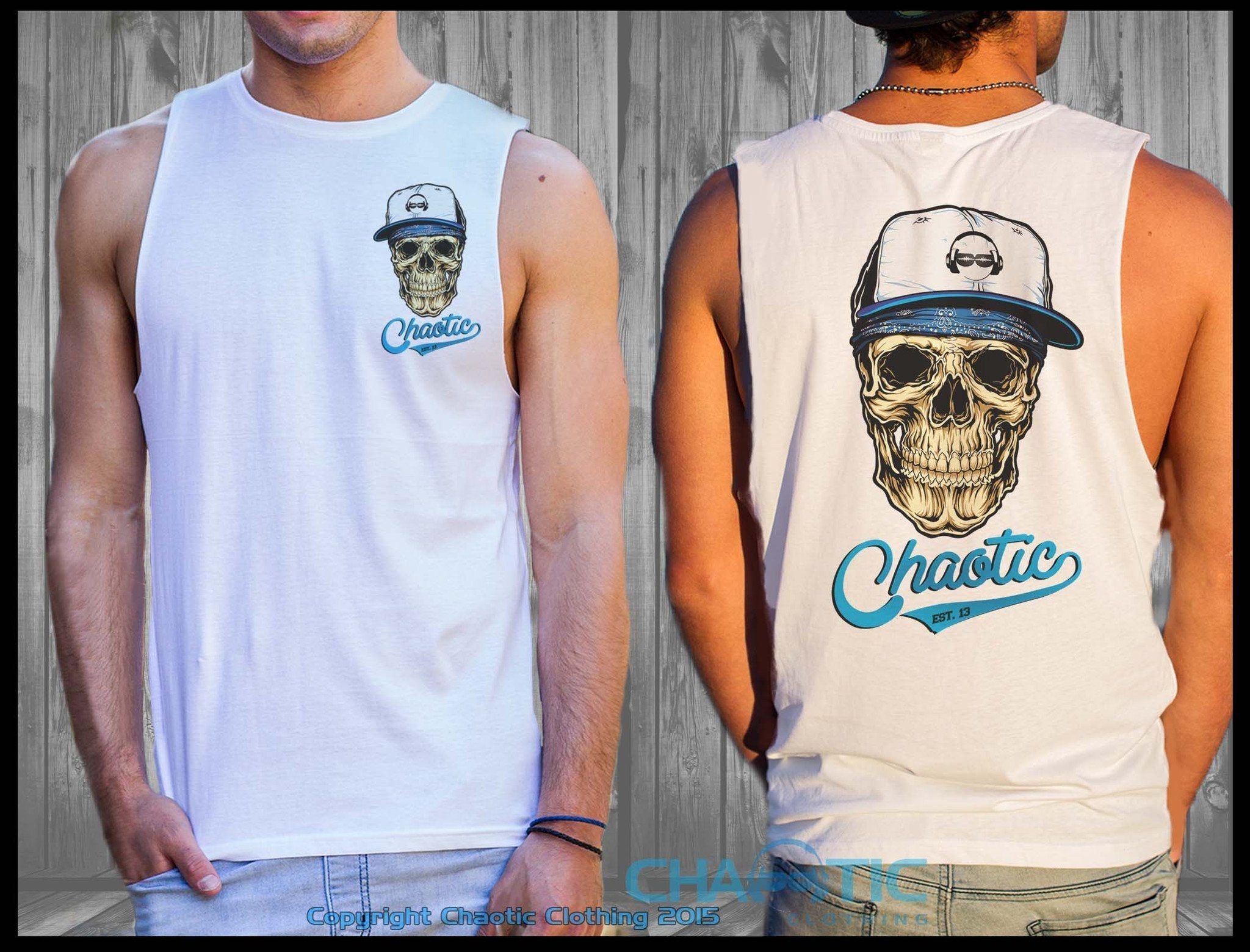 Skull Cap Mens Muscle Tee - Chaotic Clothing Streetwear Tshirts
