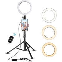 [UPGRADED VERSION] Selfie Ring Light with Tripod Stand & Cell Phone Holder - Led Camera Ringlight for YouTube Video/Photography Compatible with iPhone Xs Max XR Android
