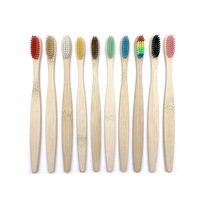 10PCS Colorful Natural Bamboo Toothbrush Set Soft Bristle Charcoal Teeth Whitening Toothbrushes Soft Dental Oral Care - mixed color