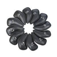 12PCS PU Leather Head Covers Golf Iron Club Putter Headcover 3-SW Set