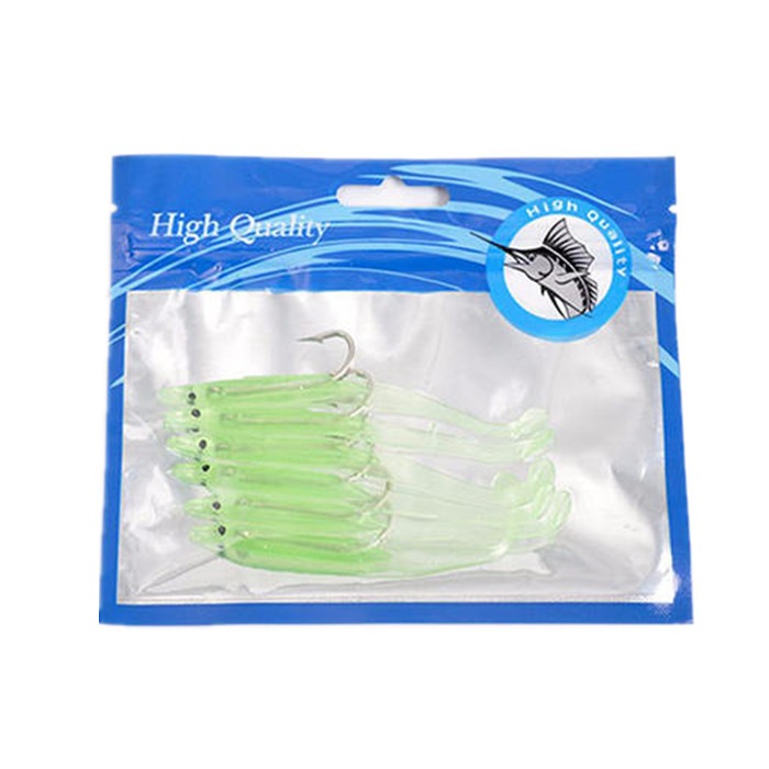 2Bag 20 Pcs Luminous Fishing Lure Bait Silica Gel Carbon Hooks Night Light Fishing Tackle