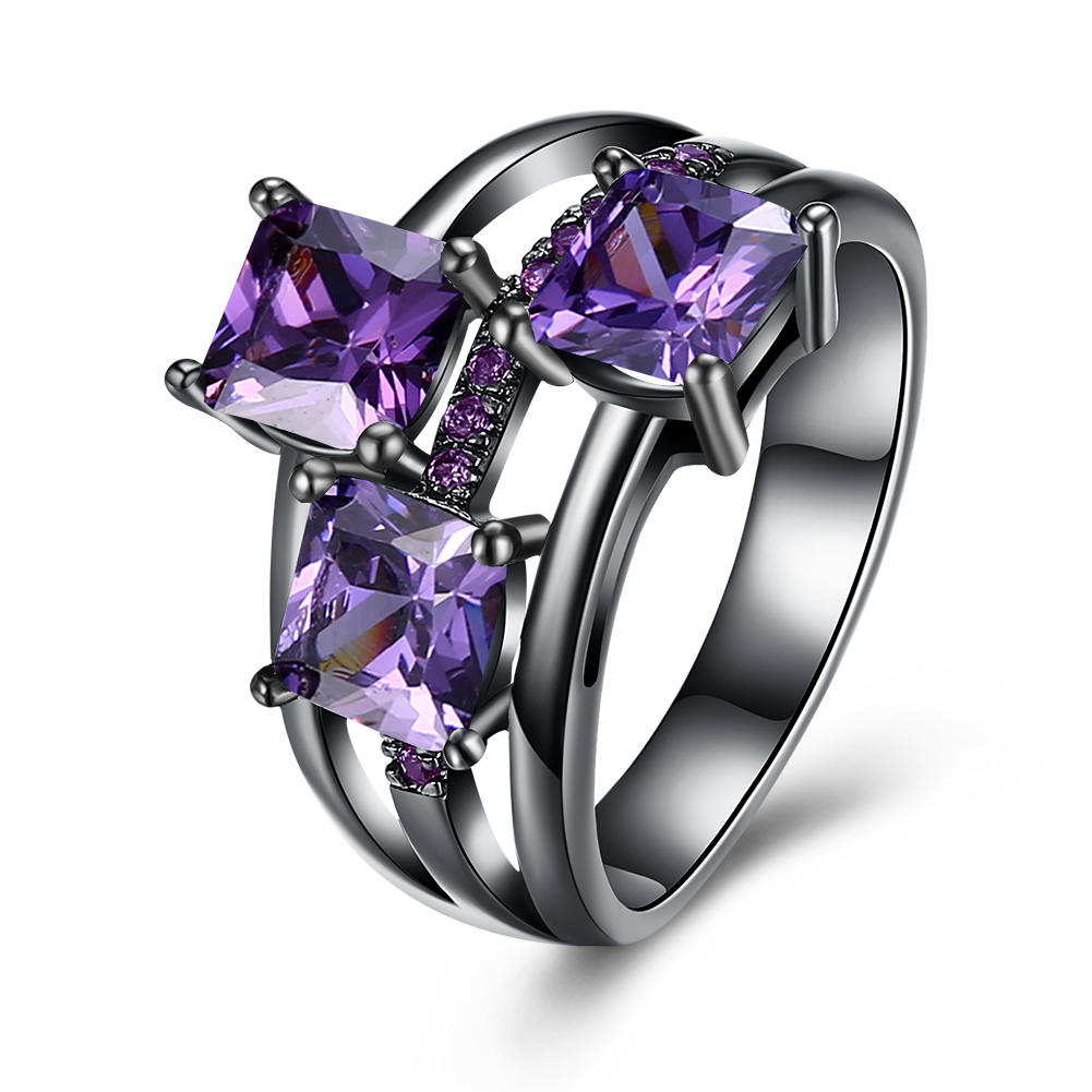 2Pcs Elegant Zircon Rhinestone Diamond Rings Gift for Women