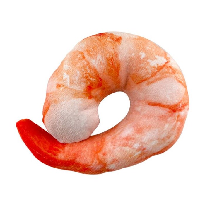 2PCS Vivid Shrimp Shaped Plush Squeaky Pet Toy Pillow