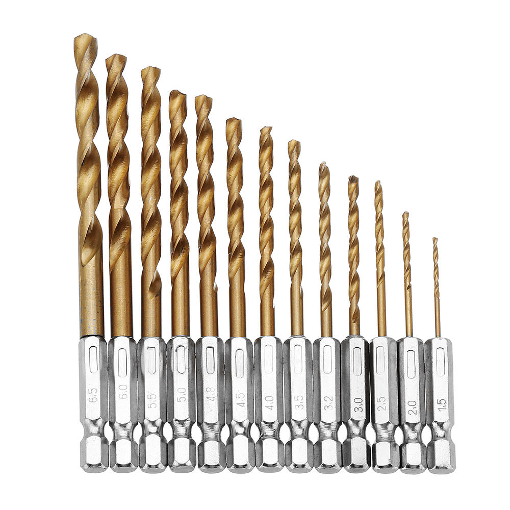 2Set 1.5 6.5mm Hex Shank High Speed Steel Twist Drill Bit Set Unbranded