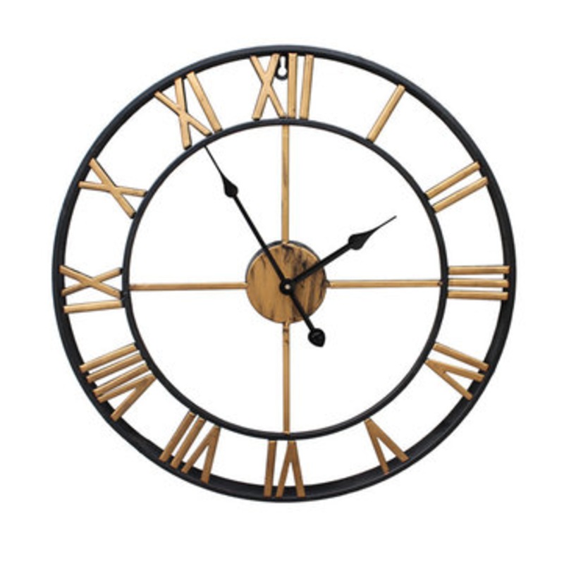 Buy 40cm Large Metal Skeleton Wall Clock Antique gold Home Decor