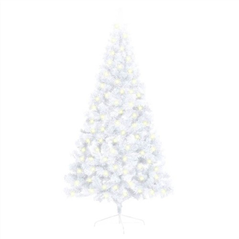 Buy Artificial Half Christmas Tree with LED&Stand White 150 cm PVC MyDeal