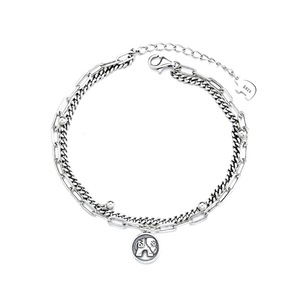 B01 S925 Sterling Silver Girls Bracelet Round Brand Auspicious Like Good Luck Personality Trend Seiko Hand Jewelry Adjustable Bracelet