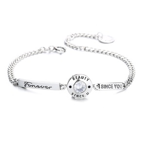 B05 S925 Sterling Silver Girls Bracelet Rectangular Brand English Round Zircon Stitching Hand Jewelry All-match Adjustable Bracelet