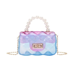 B06 Blue Outdoor Imitation Pearl Jelly Bag Shoulder Handbags Messenger Bag Women
