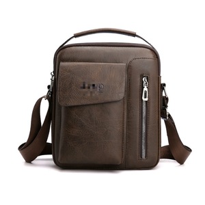 B07 Vintage One Shoulder Tote Casual PU Leather Multi-level Crossbody Bag Men
