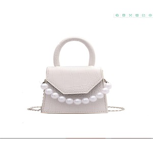 B22 Imitation Pearl Tote Shoulder Crossbody Chain Bag Women-A