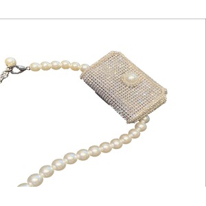 B23 White Shiny Imitation Pearl Tote One Shoulder Crossbody Chain Bag Women