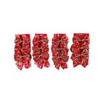 C184 12PCS Christmas Decoration Red Small Mesh Bow Christmas Decoration Bow Christmas Tree Pendant Gift Box Packaging
