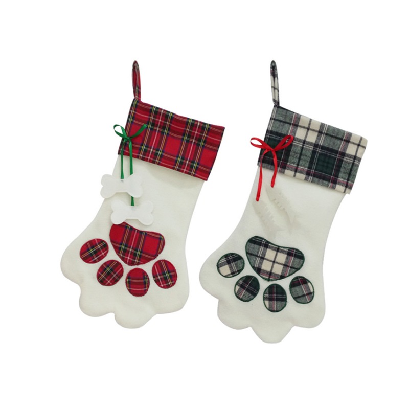 Buy C215 2PCS Red and Black Lattice Christmas Stocking Gift Bag Pet Dog