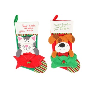 C231 2PCS Christmas Dog Cat Envelope Pet Socks Christmas Home Decorations Christmas Gift Bag Fireplace Pendant