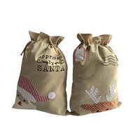 C271 2PCS Christmas Safe Fruit Packaging Bag Elk Horn Old Man Linen Bundle Pocket Christmas Bag Backpack Candy Gift Bag
