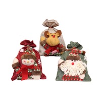 C311 3PCS Christmas Jute Package Drawstring Gift Storage Bag