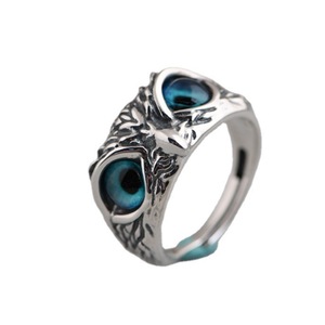 Charm Vintage Cute Men and Women Simple Design Owl Ring Silver Color Engagement Wedding Rings Jewelry Gifts - Resizable WN882 1