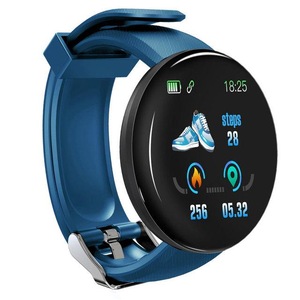 D18 Smart Watch Heart Rate Monitor Menand39s Womenand39s Smartwatch Round Fitness Digital Watches for Men Women Band Bracelet - Blue