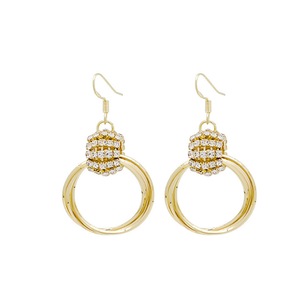 E02 3 Circle Earrings Ear Jewelry Korean Style Shiny Dangler for Girls Women Decorative Party Wedding