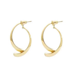 E07 Meniscus Earrings Korean Shiny Metal Earrings Ear Jewelry for Girls Women Decorative Party Wedding