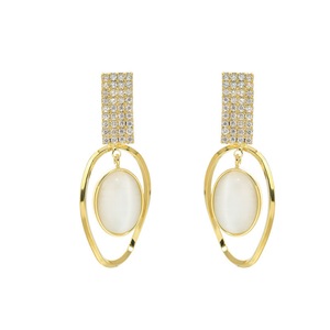 E15 Circle Shiny Dangler Earrings Hook Korean Alloy Ear Jewelry for Girls Women Decorative Party Wedding