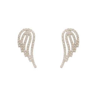 E23 Golden Shiny Angel Wing Stud Earrings Korean Alloy Ear Jewelry for Girls Women Decorative Party Wedding