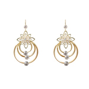 E32 Golden Geometric Ice Flower Earrings Korean Shiny Alloy Ear Jewelry for Girls Women Decorative Party Wedding