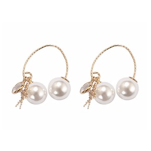 E34 Golden Cross Snowflake Beads Earrings Korean Shiny Alloy Ear Jewelry for Girls Women Decorative Party Wedding