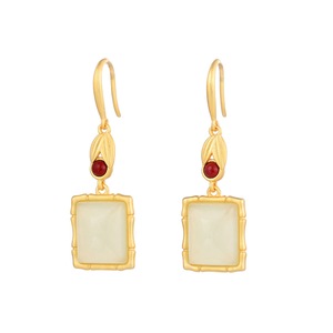 E89 Bamboo Hoop Earrings Niche Stud Design Sense Women Ear Jewelry