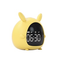 F19 Creative Smart Rabbit Shape Alarm Clock Usb Voice Control Desktop Digital Led Clock Mini Electronic Cartoon Alarm Clock