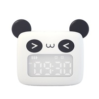 F28 Mini Cartoon Smart Pangda Shape Small Alarm Clock USB Charging Wake Clock Bedside Fun with Sleeping Clock Decorative Clock