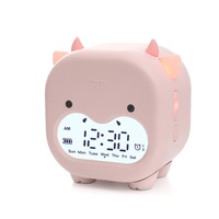 F31 Cartoon Calf Shape Electronic Digital Alarm Clock Night Light Dormitory Bedside Wake-up Light Cute Silent Clock Decorative Clock