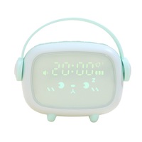 F38 Creative Time Angel Alarm Clock Smart LED Wake Up Night Light Mini Mute Cartoon Bedside Clock Decoration Clock-Green