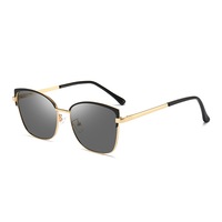 G45 Outdoor Anti-blue Light Sunglasses Smart Photosensitive Black Gold Frame Color-changing Lens Flat Glasses for Women and Men