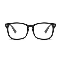G48 Outdoor Anti-blue Sunglasses Simple Smart Photosensitive Black Frame Color-changing PurpleLens Flat Glasses for Women and Men